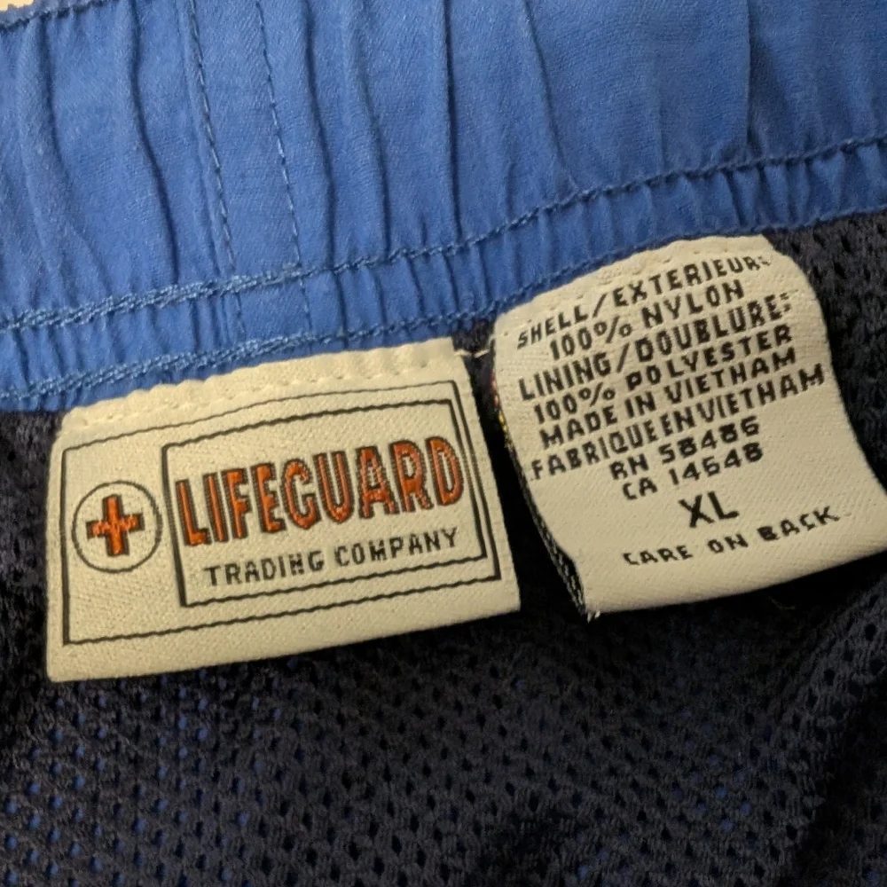 VINTAGE Lifeguard Blue Swim Trunks Nylon Lined XL 6
